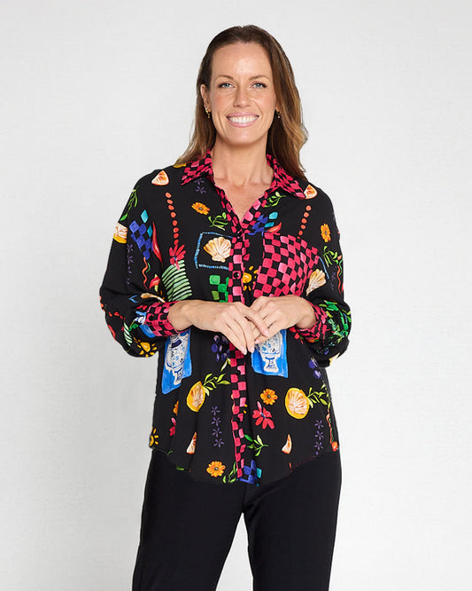 Lilian Shirt - Black/Bountiful Print
