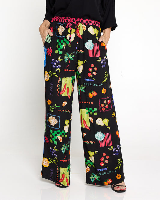 Lilian Pants - Black/Bountiful Print