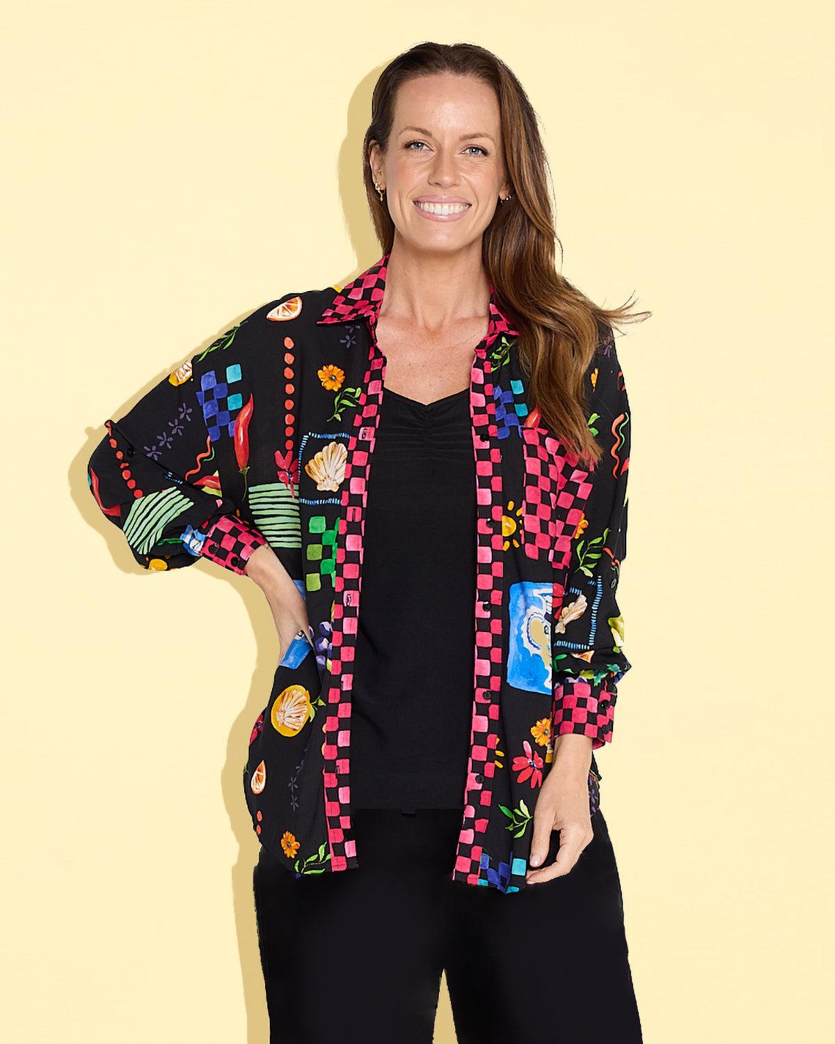 Lilian Shirt - Black/Bountiful Print