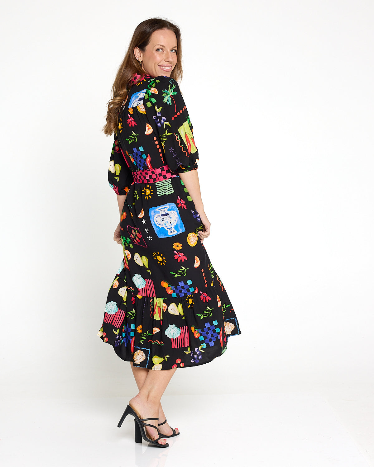 Lilian Shirt Dress - Black/Bountiful Print