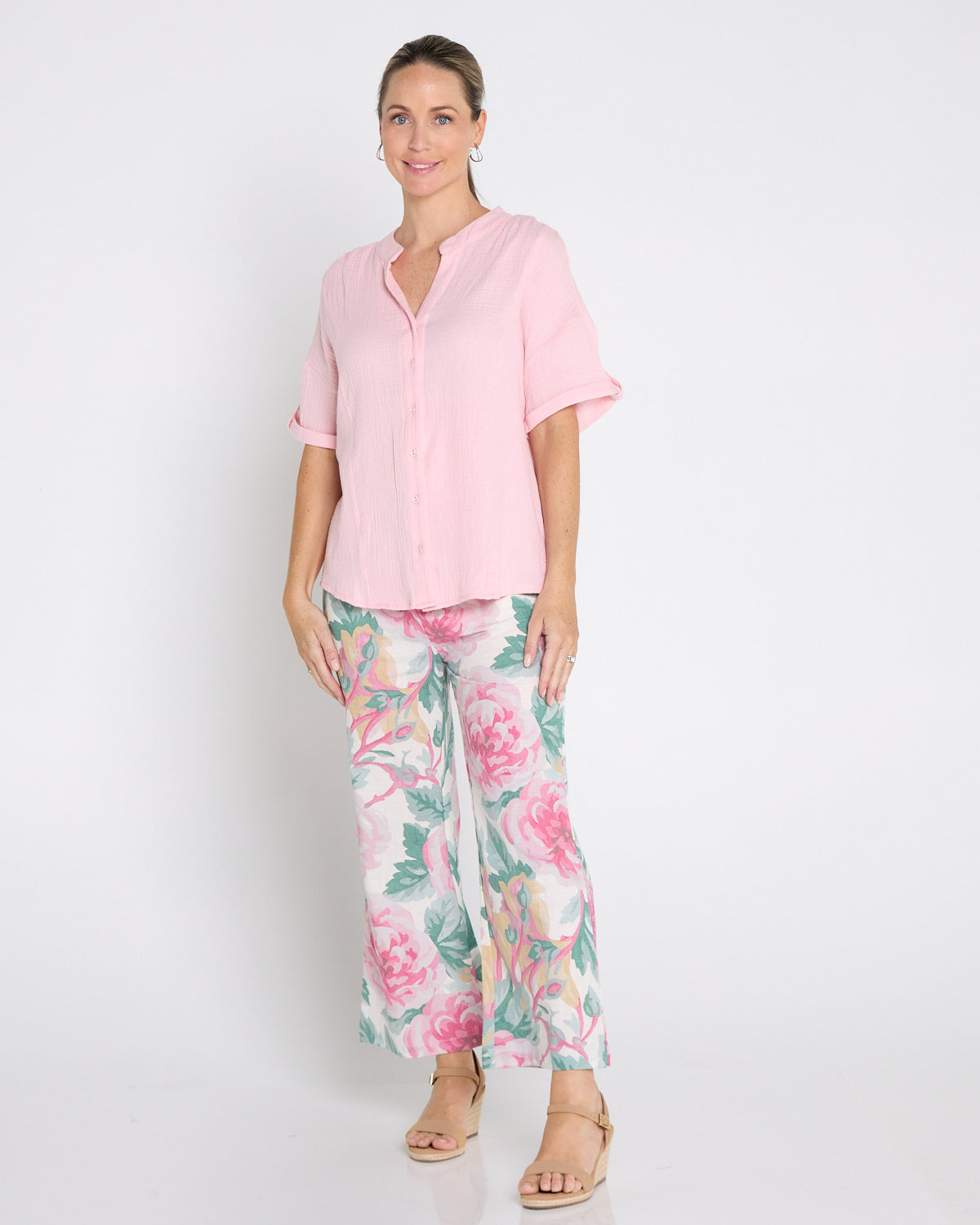 Willow Cotton Gauze Top – Dusty Pink