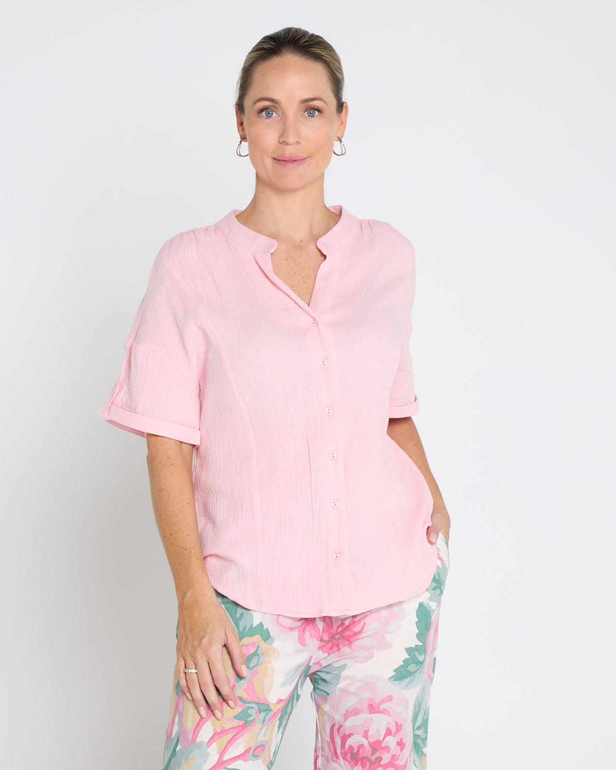 Willow Cotton Gauze Top – Dusty Pink