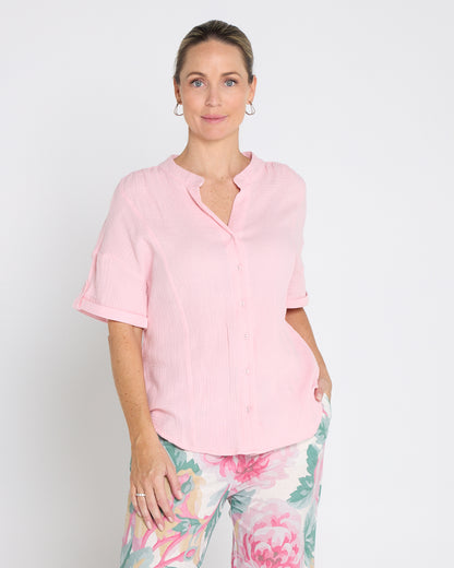 Willow Cotton Gauze Top – Dusty Pink