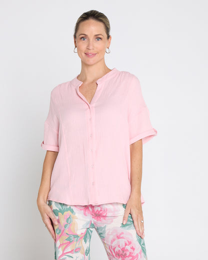 Willow Cotton Gauze Top – Dusty Pink