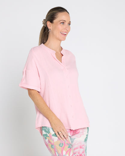 Willow Cotton Gauze Top – Dusty Pink