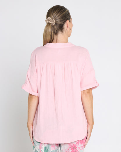 Willow Cotton Gauze Top – Dusty Pink