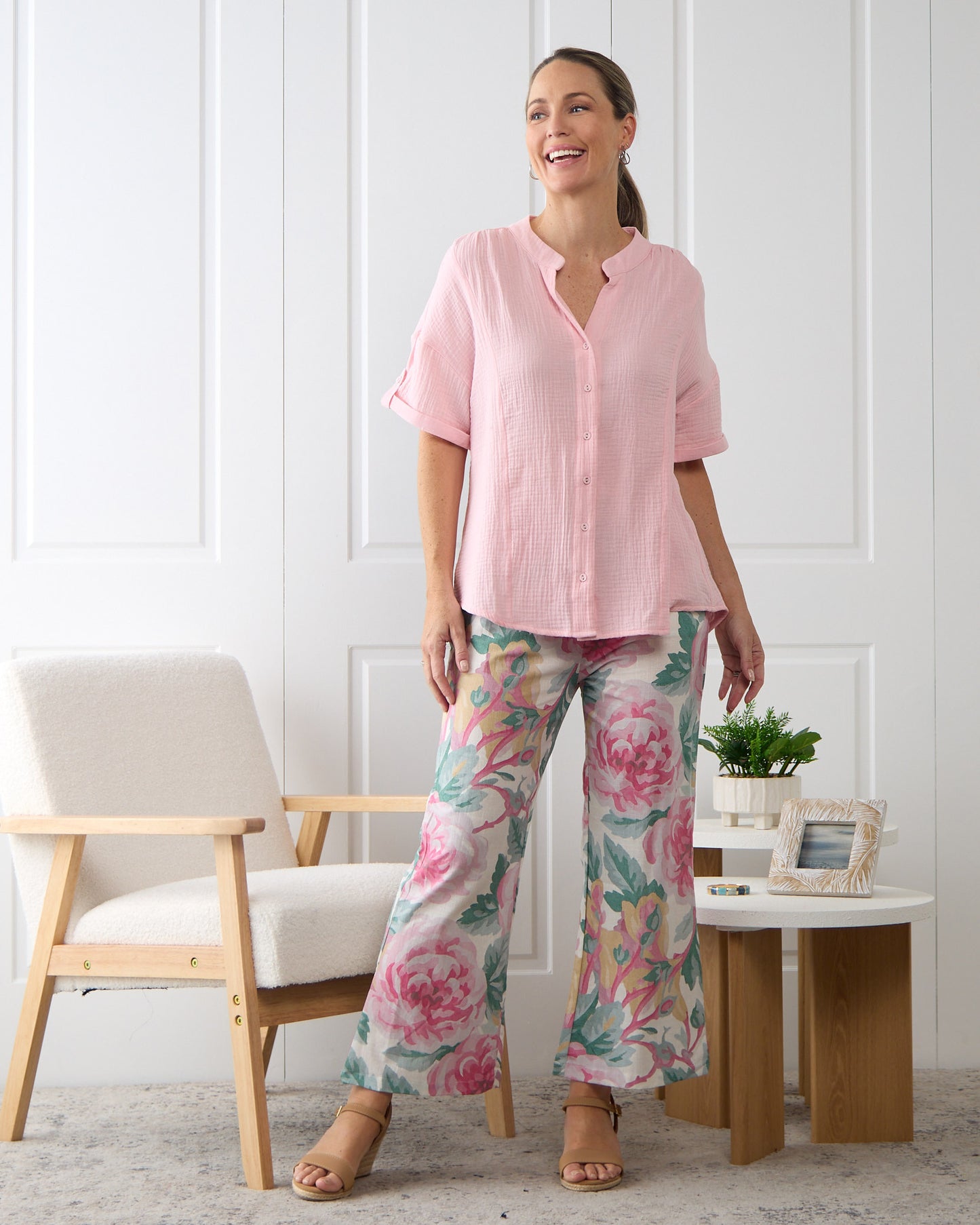 Willow Cotton Gauze Top – Dusty Pink