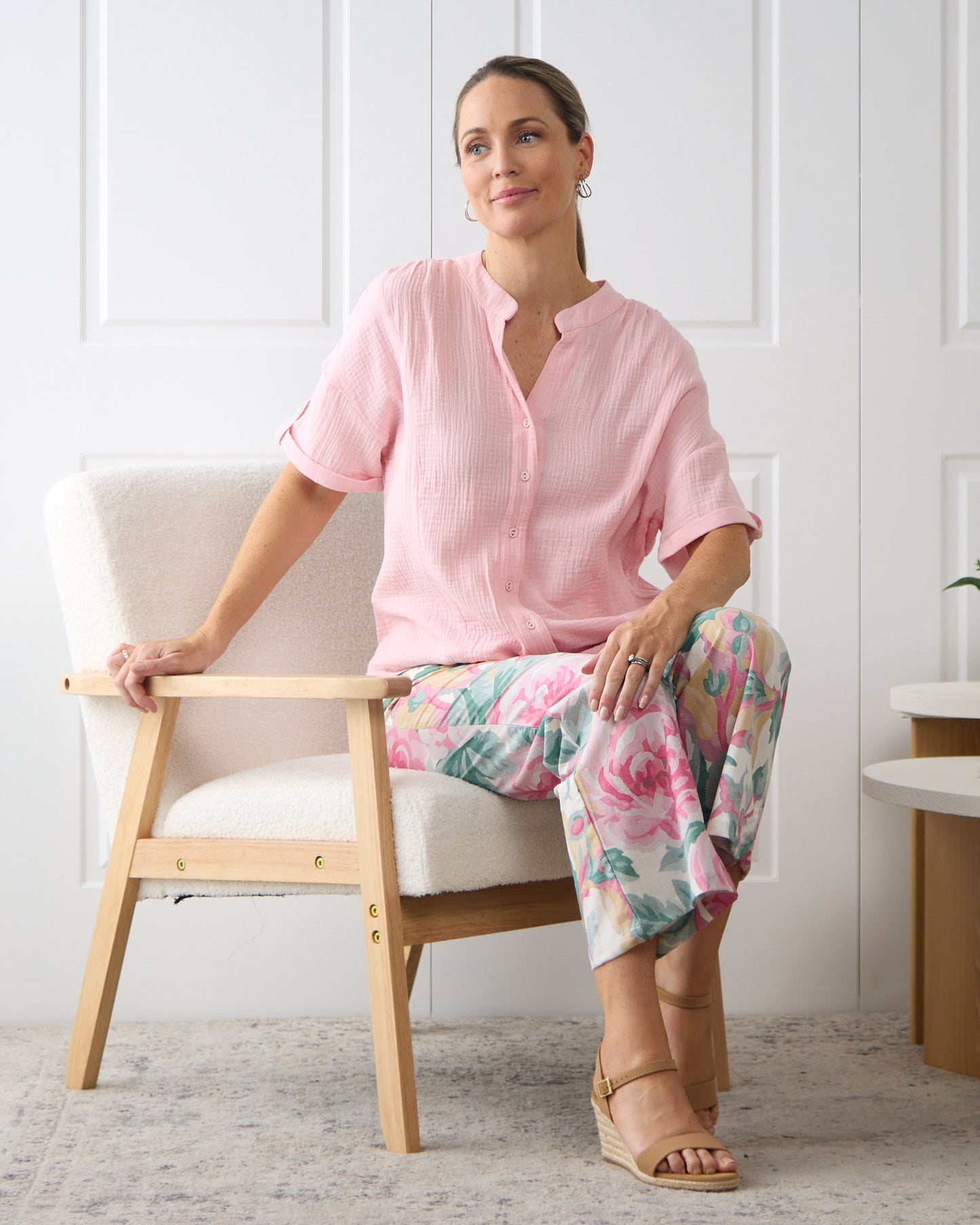 Willow Cotton Gauze Top – Dusty Pink