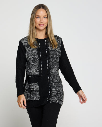 Caspian Contrast Knit Jumper - Black/White