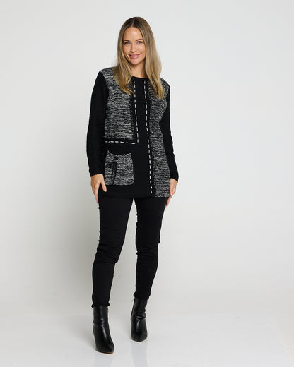 Caspian Contrast Knit Jumper - Black/White