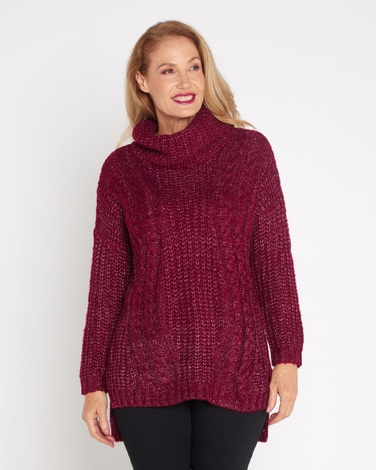 Willow Cable Knit - Burgundy