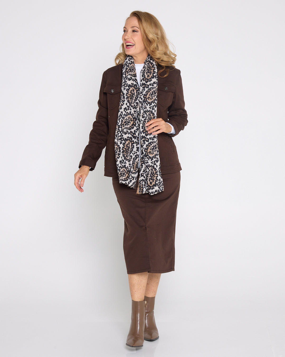 Mara Midi Jean Skirt - Chocolate