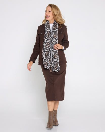 Mara Midi Jean Skirt - Chocolate
