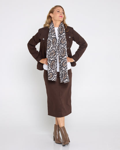 Mara Midi Jean Skirt - Chocolate