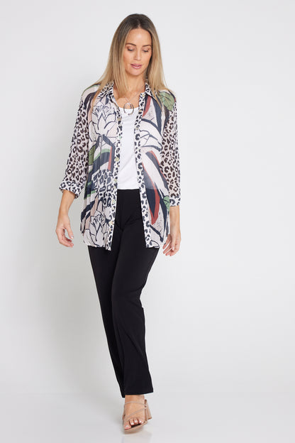 Georgette Digital Print Shirt - Natural Collage