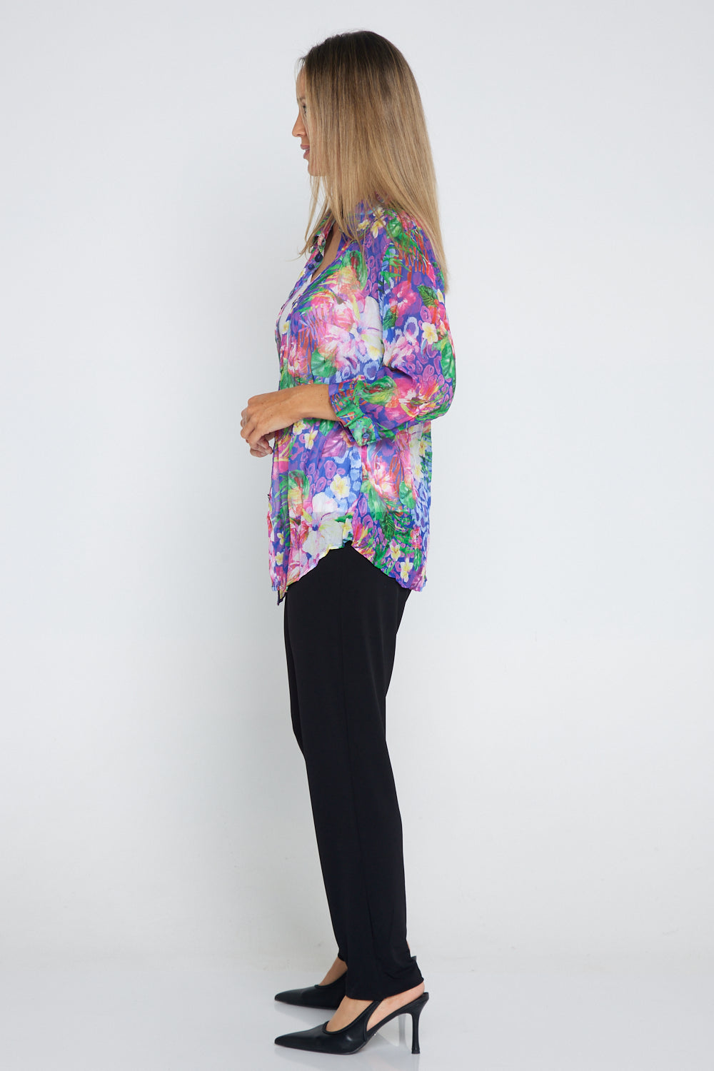 Georgette Digital Print Shirt - Sapphire Blooms