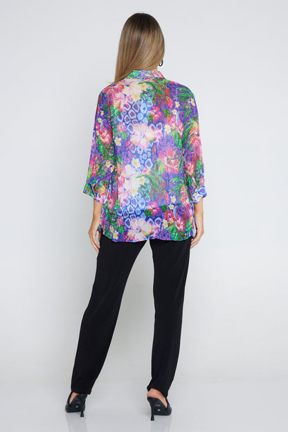 Georgette Digital Print Shirt - Sapphire Blooms