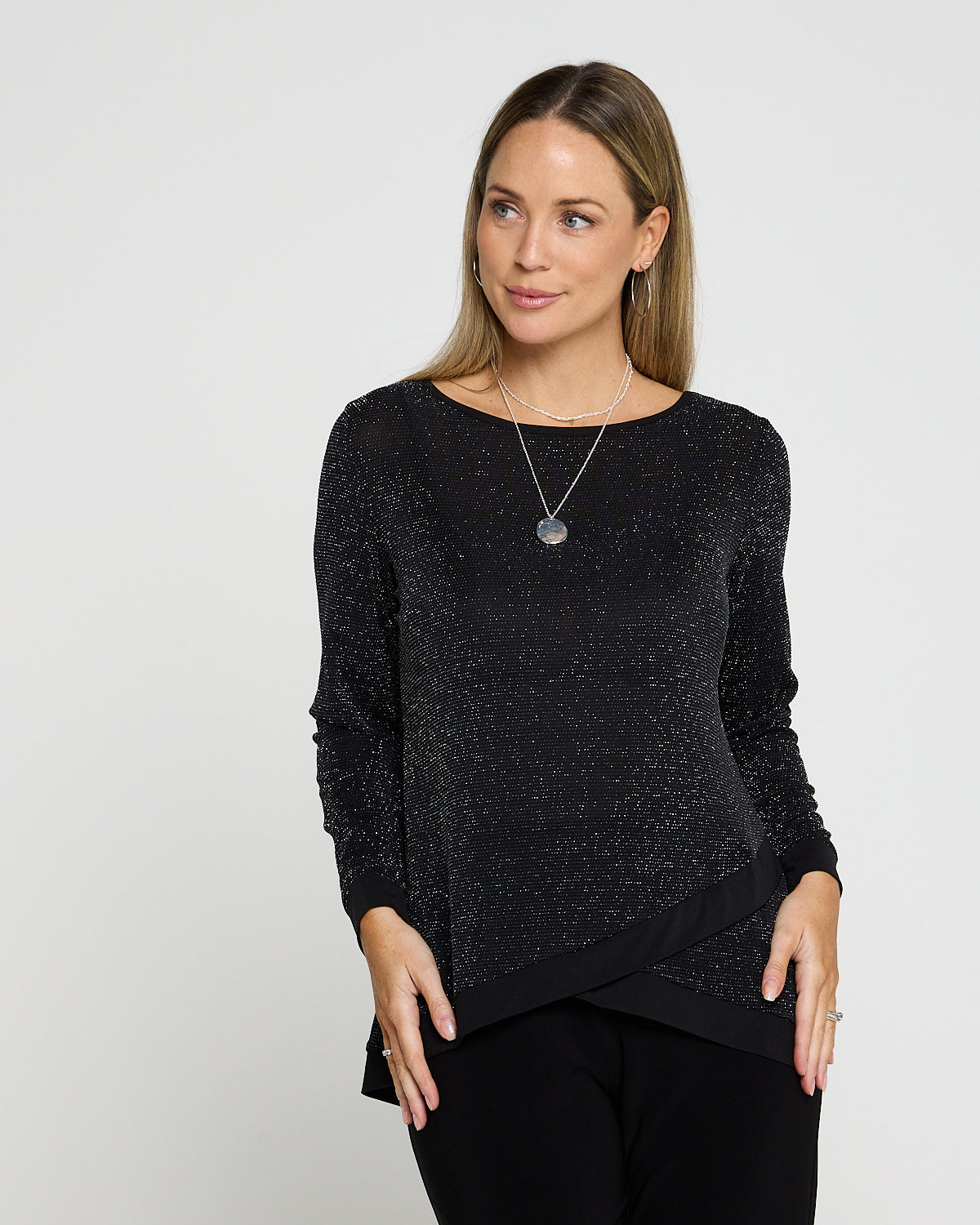 Alisa Lurex Top - Black Sparkle