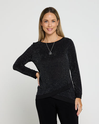 Alisa Lurex Top - Black Sparkle
