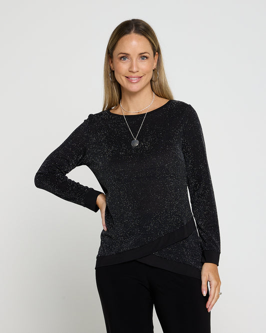 Alisa Lurex Top - Black Sparkle