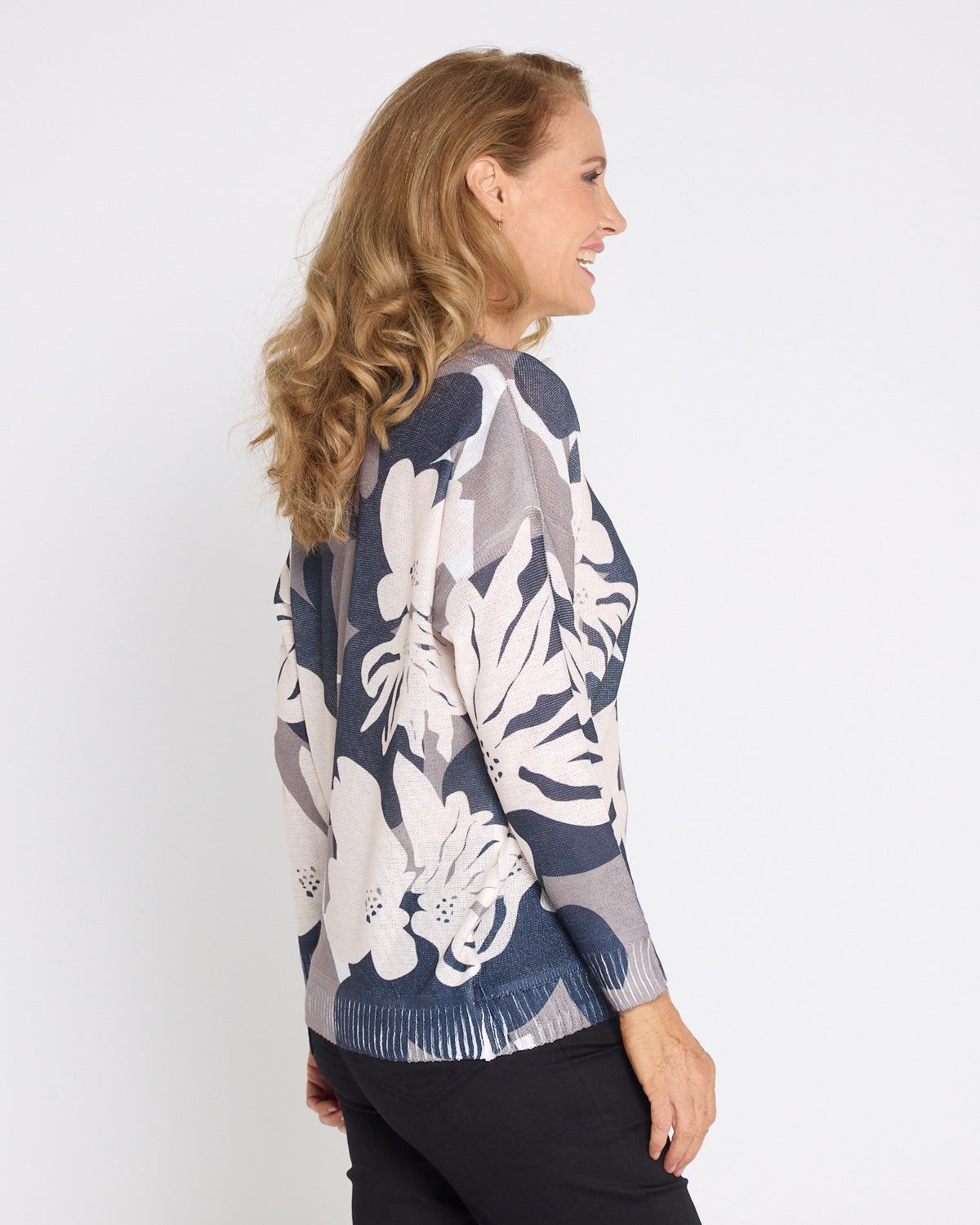 Amina Knit Top  - Monochrome Bloom