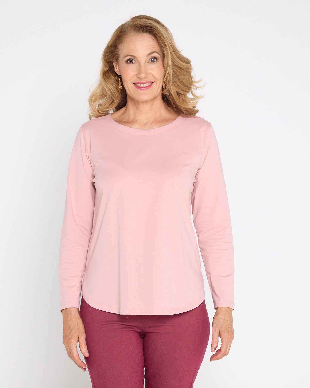 Kristie Cotton Long Sleeve Tee - Dusty Pink