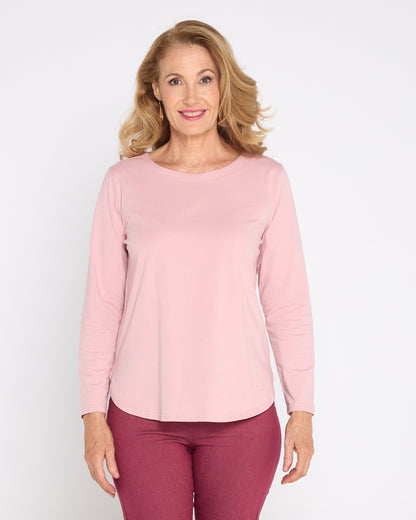 Kristie Cotton Long Sleeve Tee - Dusty Pink