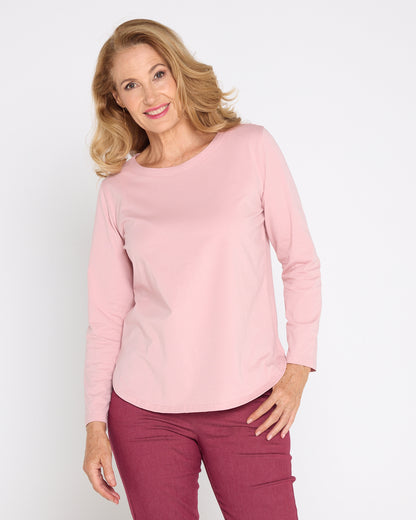 Kristie Cotton Long Sleeve Tee - Dusty Pink
