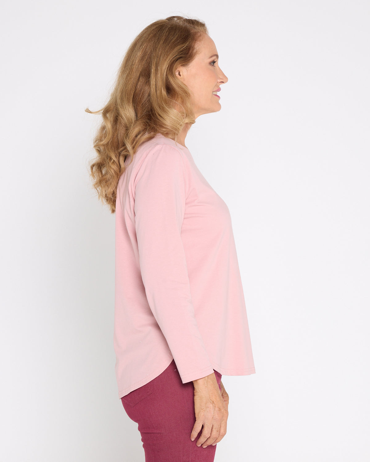 Kristie Cotton Long Sleeve Tee - Dusty Pink