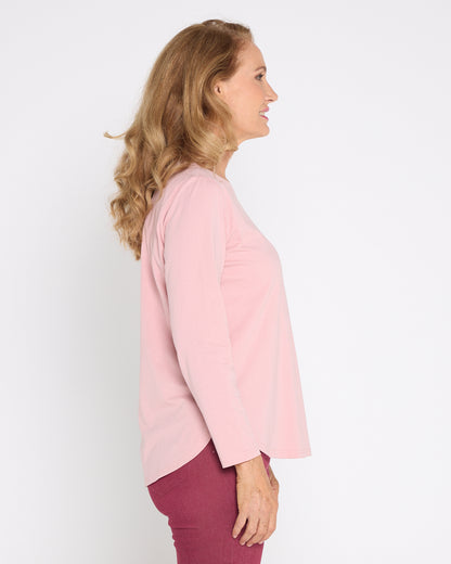Kristie Cotton Long Sleeve Tee - Dusty Pink