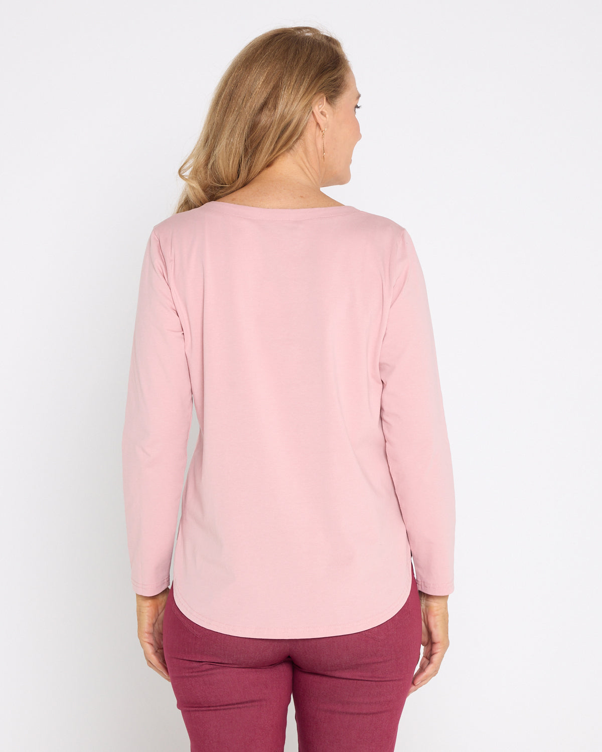 Kristie Cotton Long Sleeve Tee - Dusty Pink