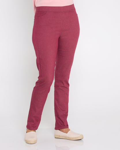 Kayla Winter Pull-On Pants - Burgundy