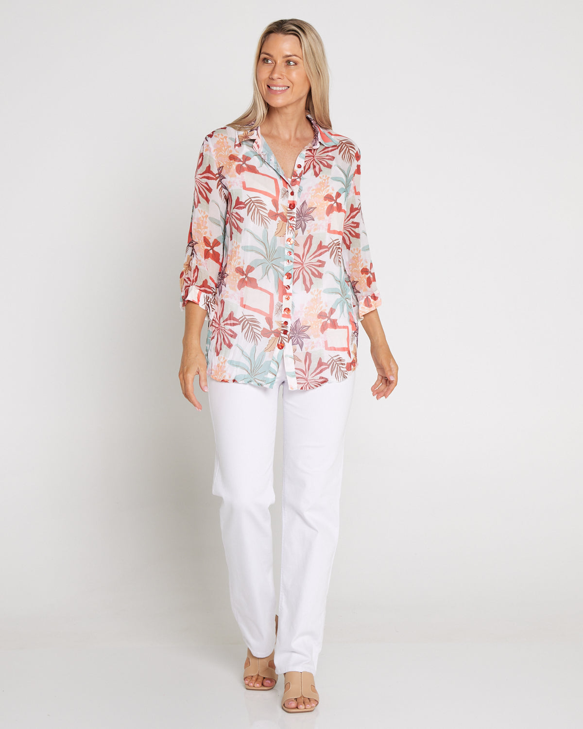 Georgette Digital Print Shirt - Sienna Botanical