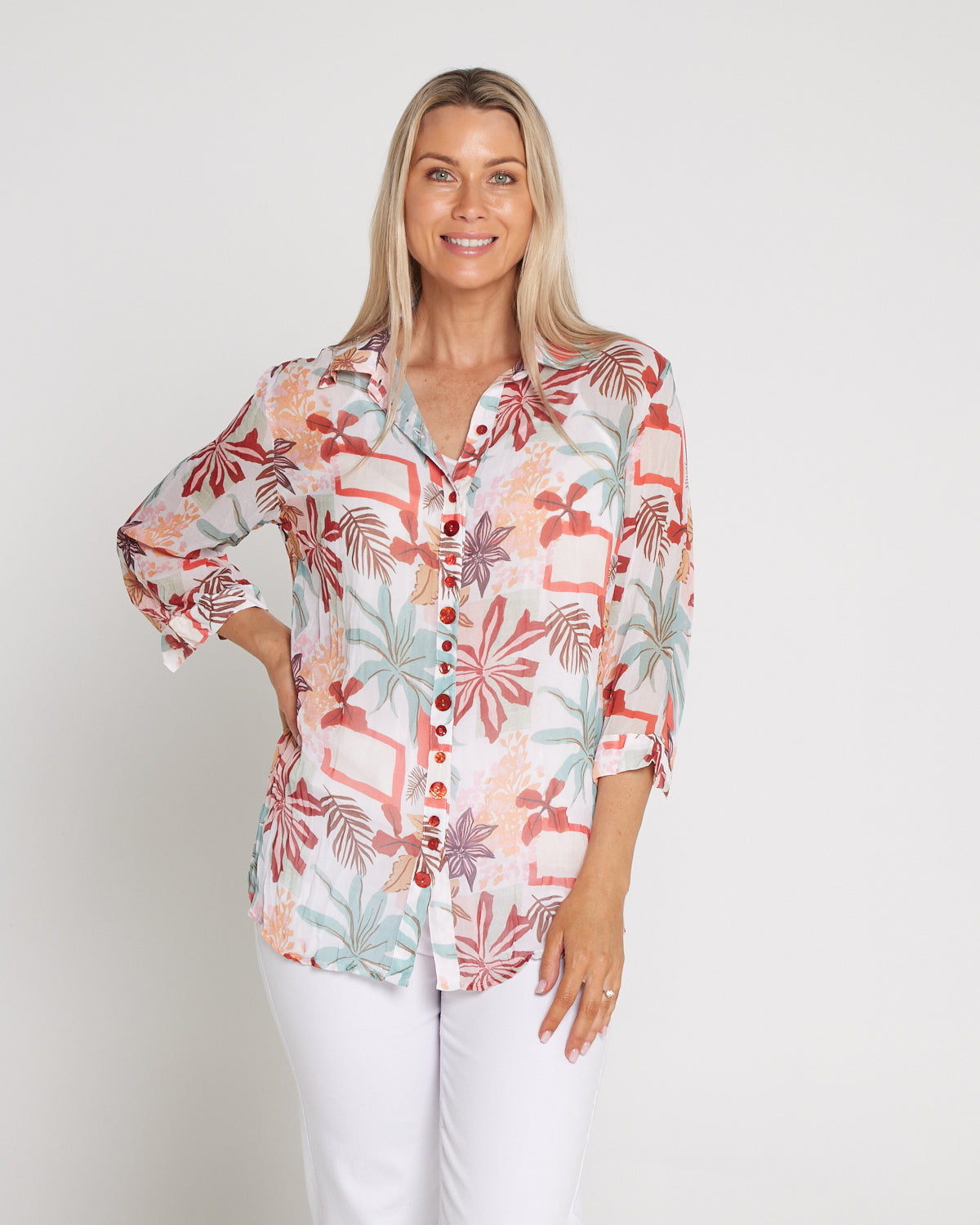 Georgette Digital Print Shirt - Sienna Botanical