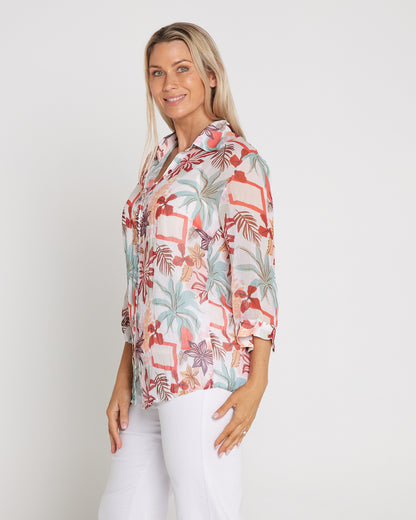 Georgette Digital Print Shirt - Sienna Botanical