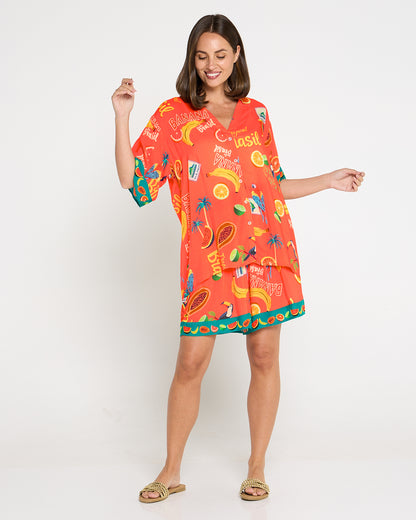 Cabana Button Shirt - Brasil Coral