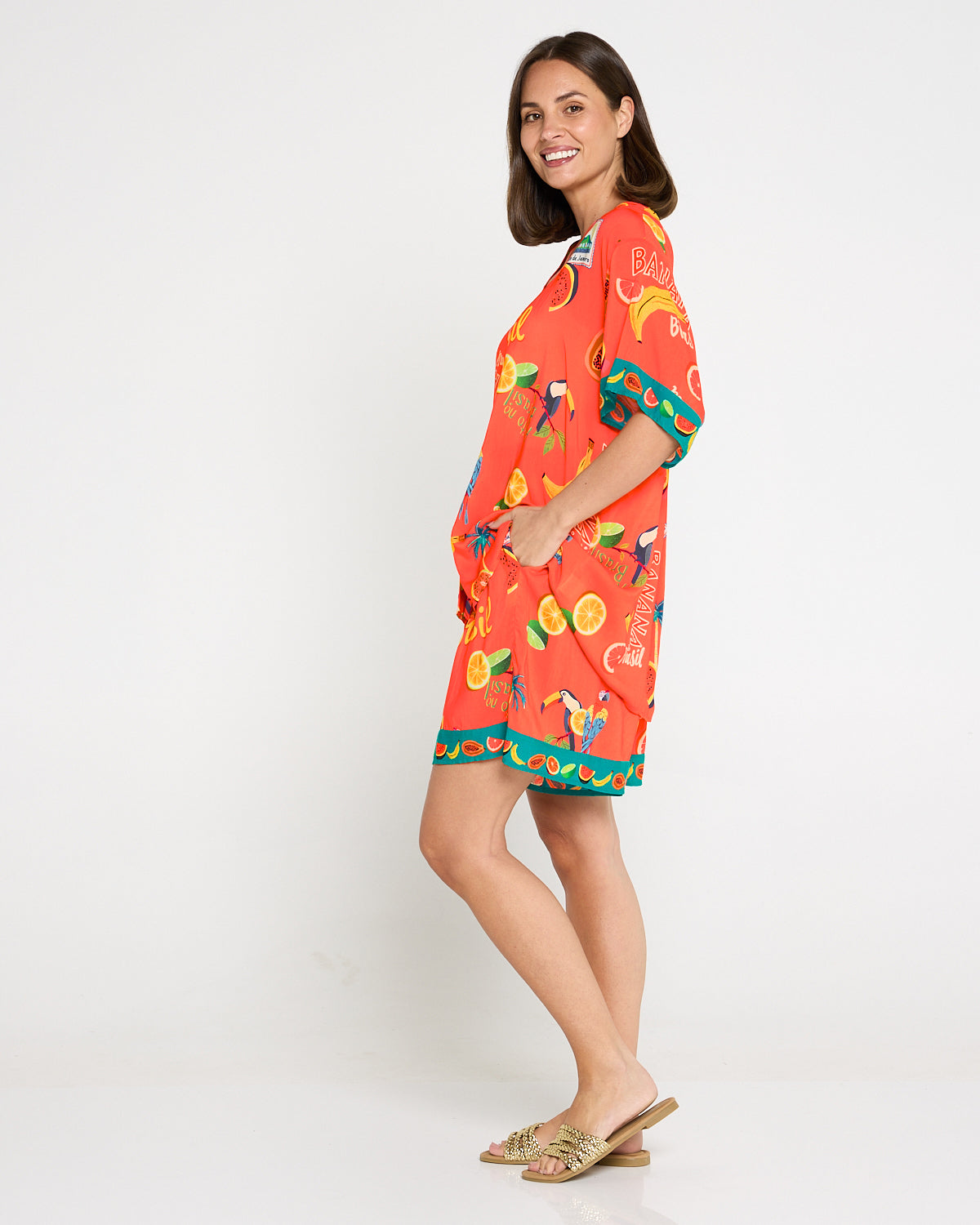 Cabana Button Shirt - Brasil Coral