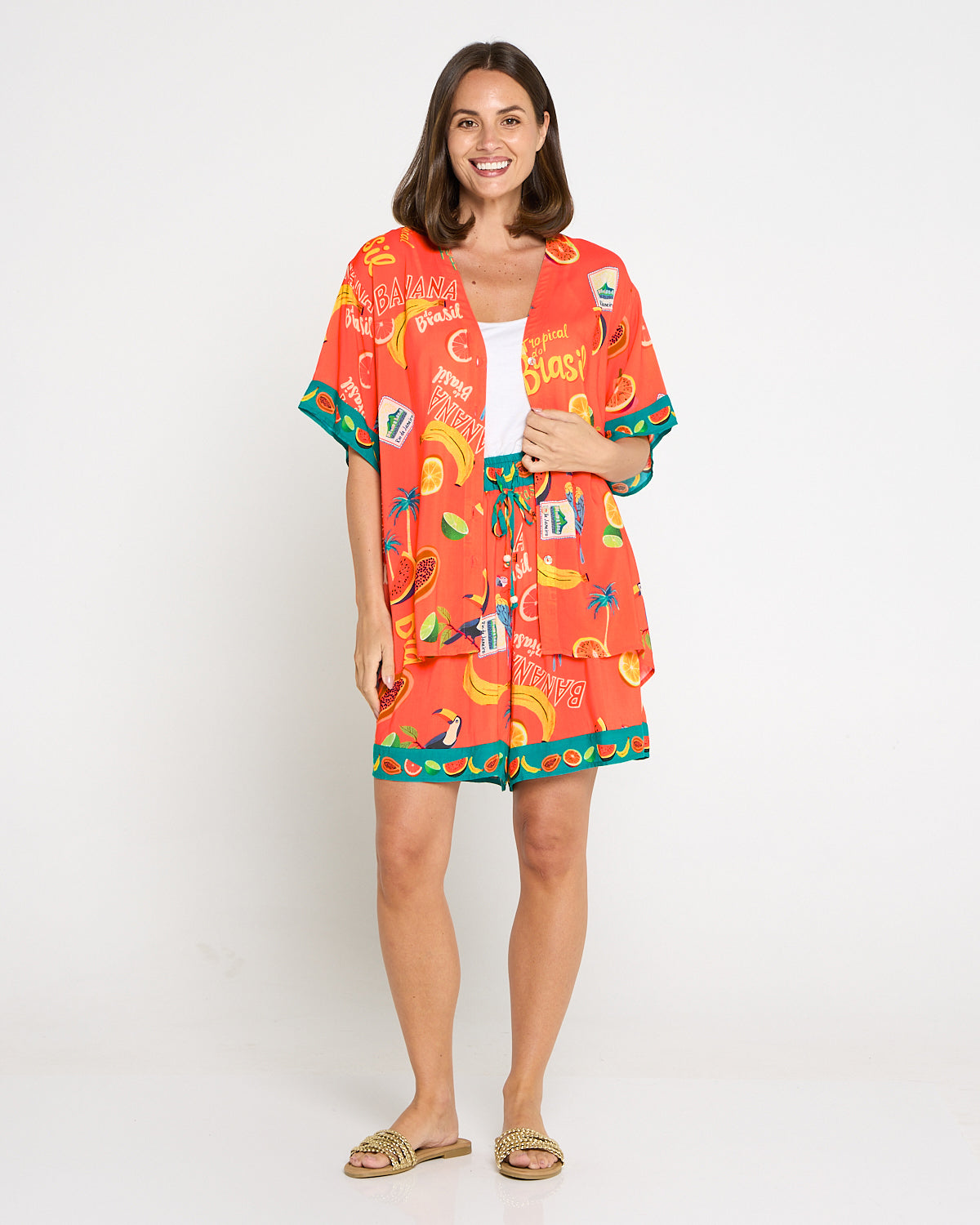 Cabana Button Shirt - Brasil Coral