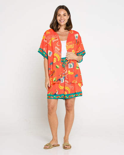 Cabana Button Shirt - Brasil Coral