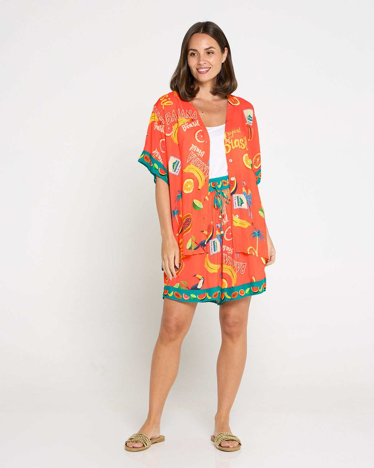 Cabana Button Shirt - Brasil Coral