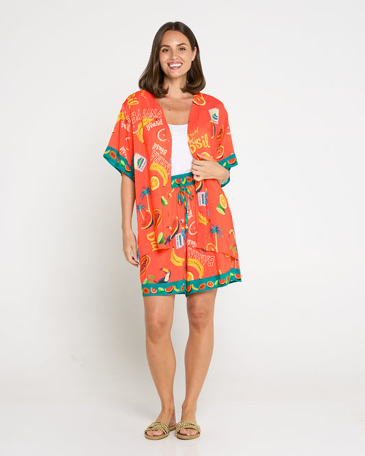 Cabana Button Shirt - Brasil Coral