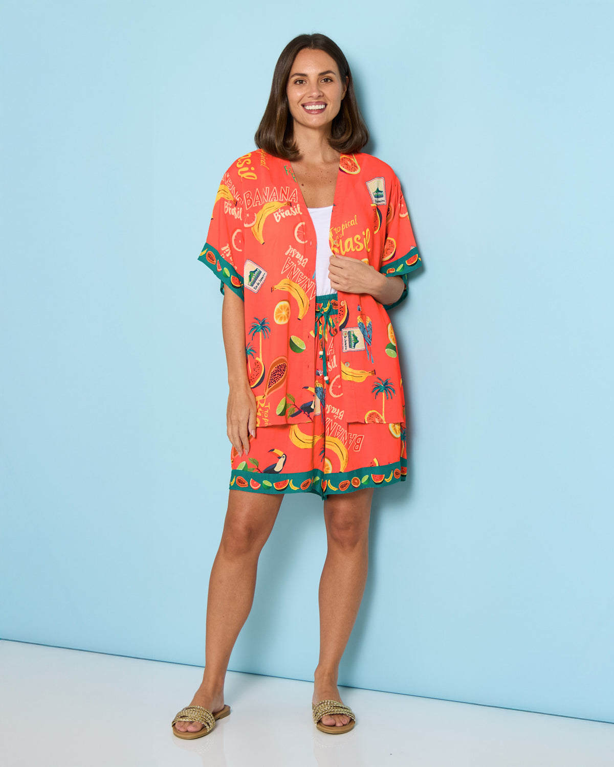 Cabana Button Shirt - Brasil Coral