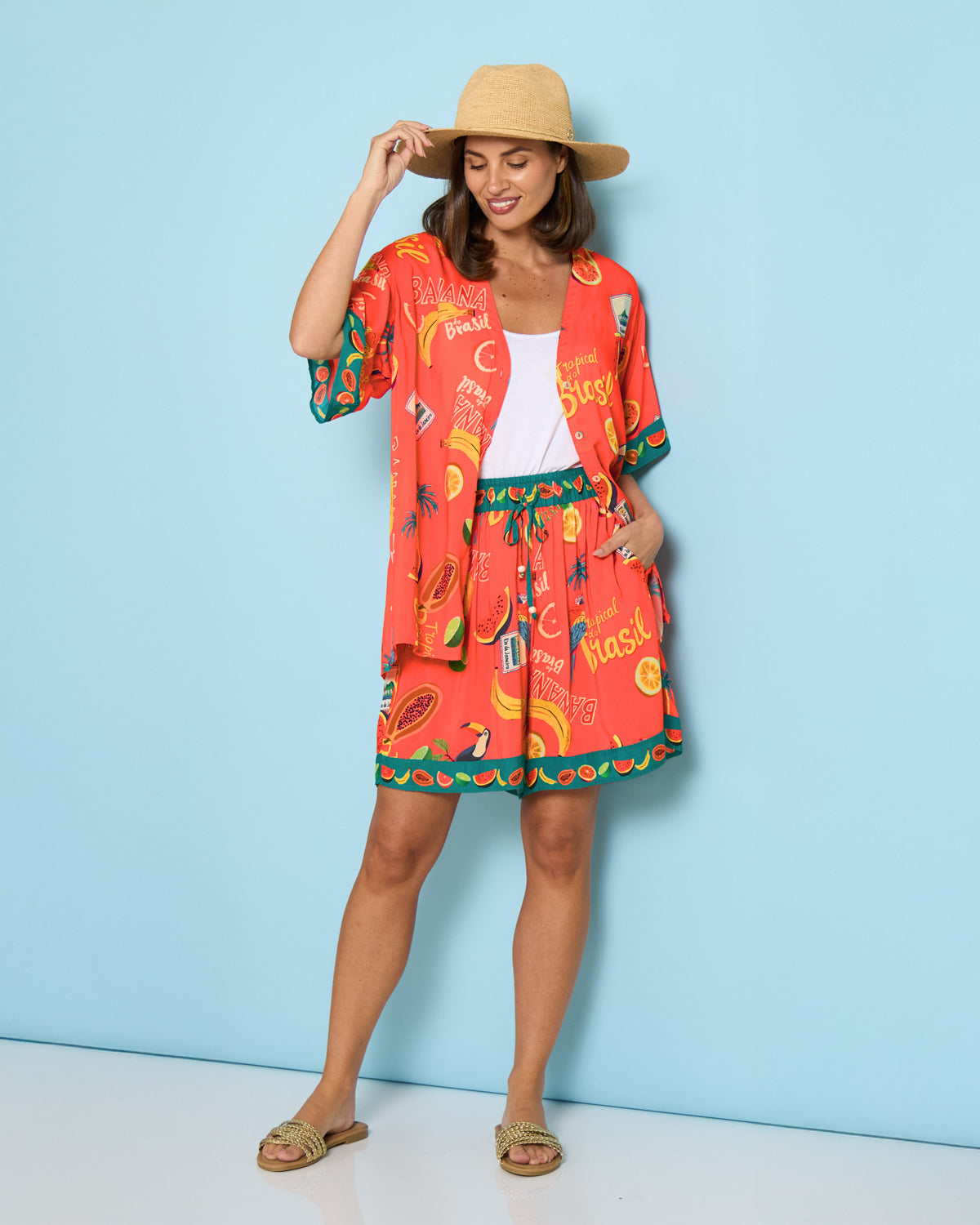 Cabana Button Shirt - Brasil Coral