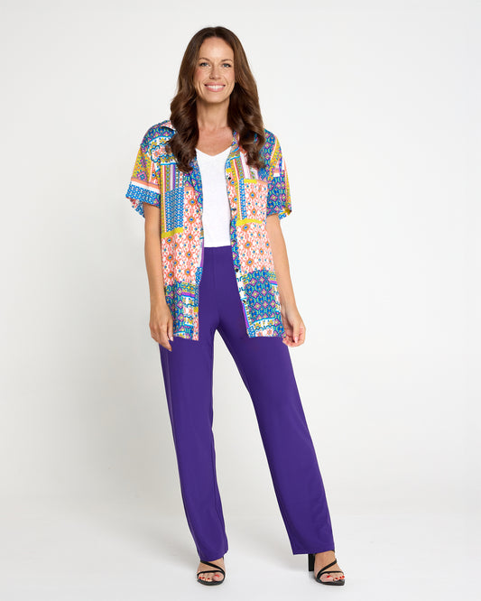 Caloundra Shirt - Cobalt/Citrus Ceramic