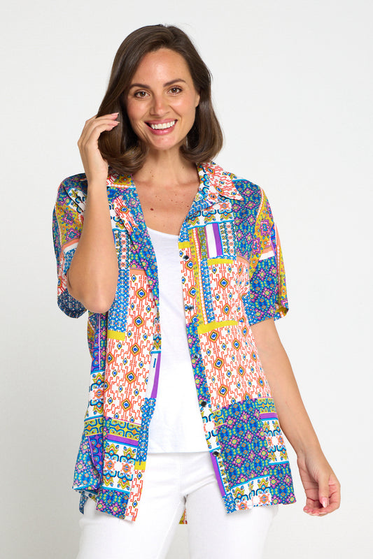 Caloundra Shirt - Cobalt/Citrus Ceramic