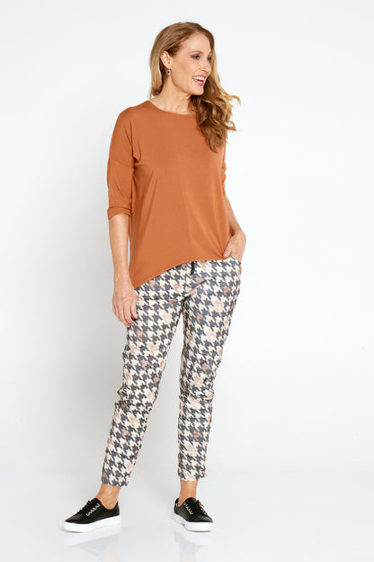 Camella Pants - Black/Brown Houndstooth