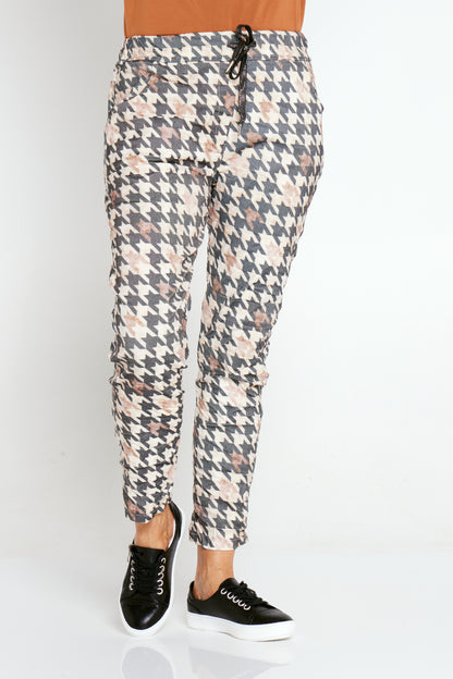 Camella Pants - Black/Brown Houndstooth