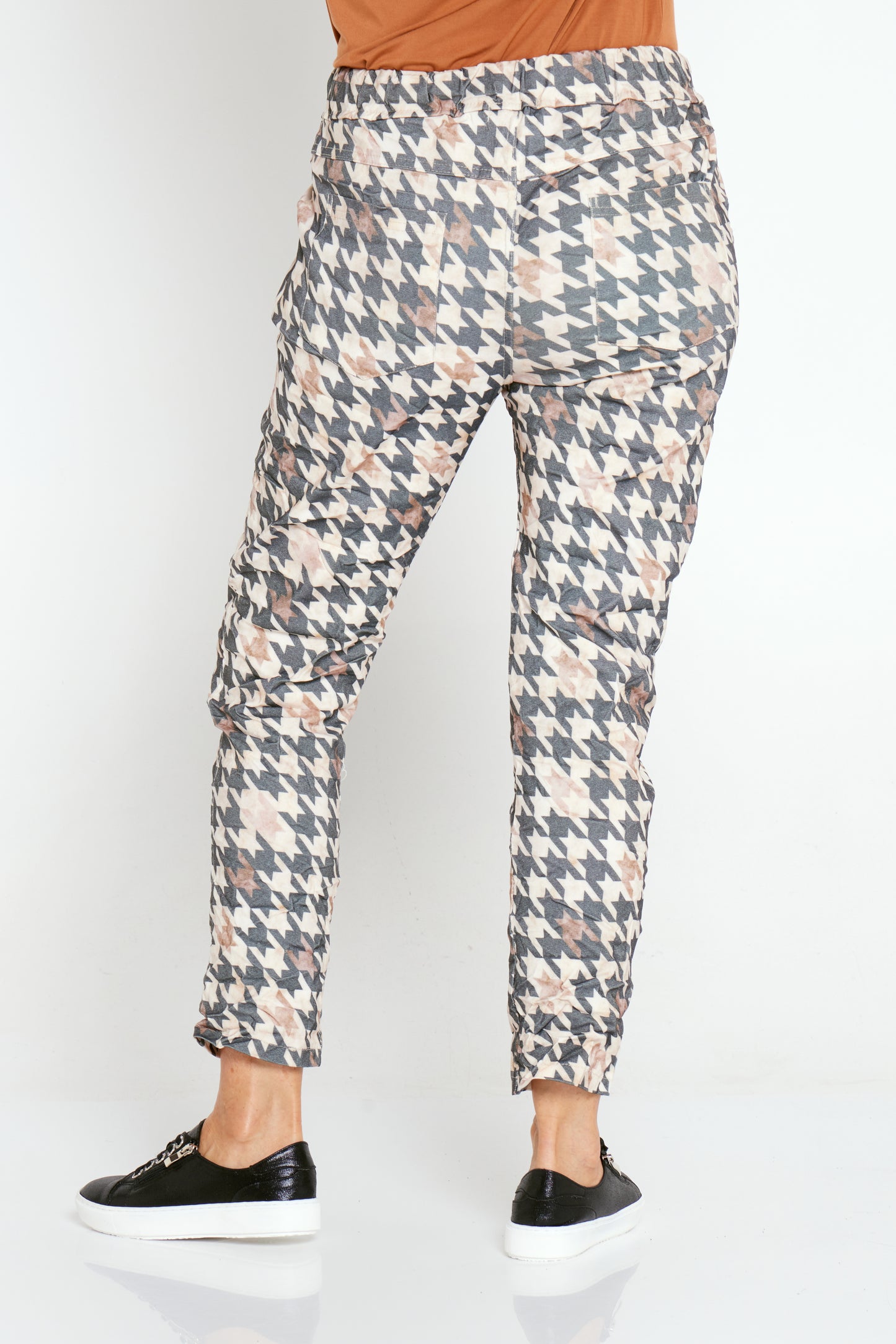 Camella Pants - Black/Brown Houndstooth