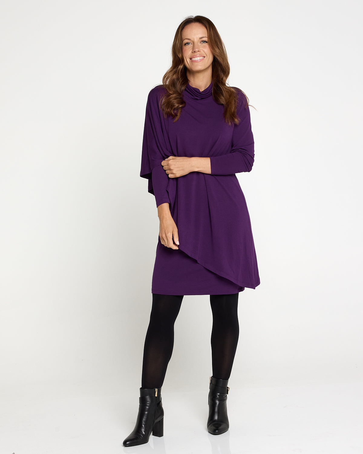 Tova Cape Dress - Purple