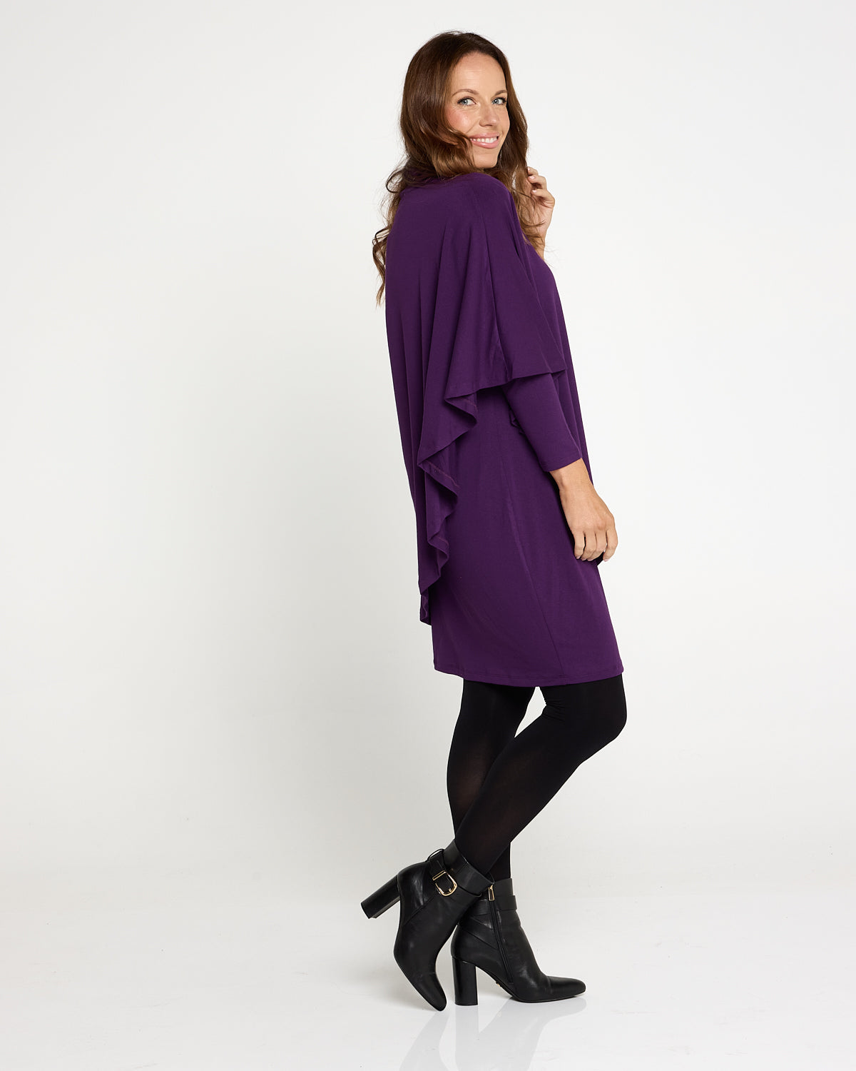 Tova Cape Dress - Purple